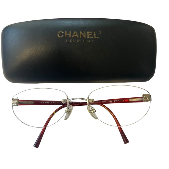 CHANEL Glasses Eyeglass Frames Coco Mark Rimless 2027 c 147 54 18 130 w/ Case - Picture 1 of 16